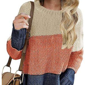Women's Crew Neck Knit Sweater Casual Pullover Jumper Top